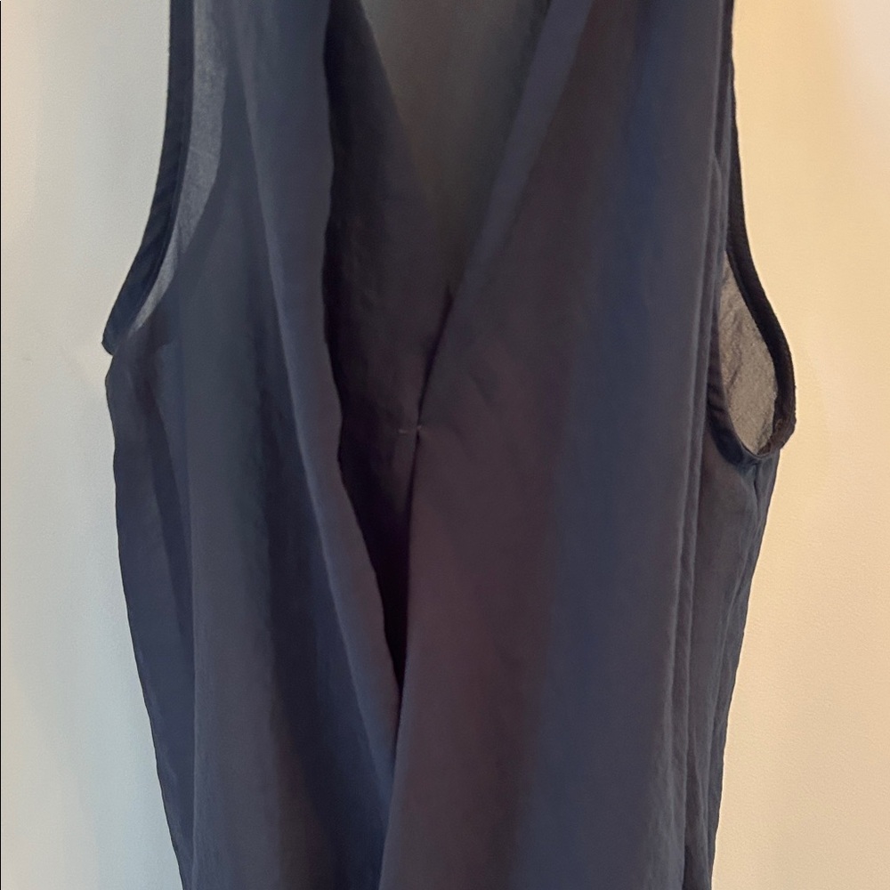 Helmut Lang Silk Translucent Navy Sleeveless, Asy… - image 5